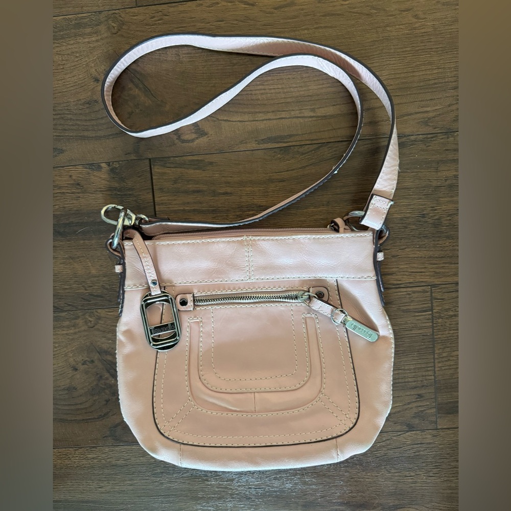 Tignanello Blush Pink Leather Crossbody Bag with Silver Hardware - Picture 1 of 6